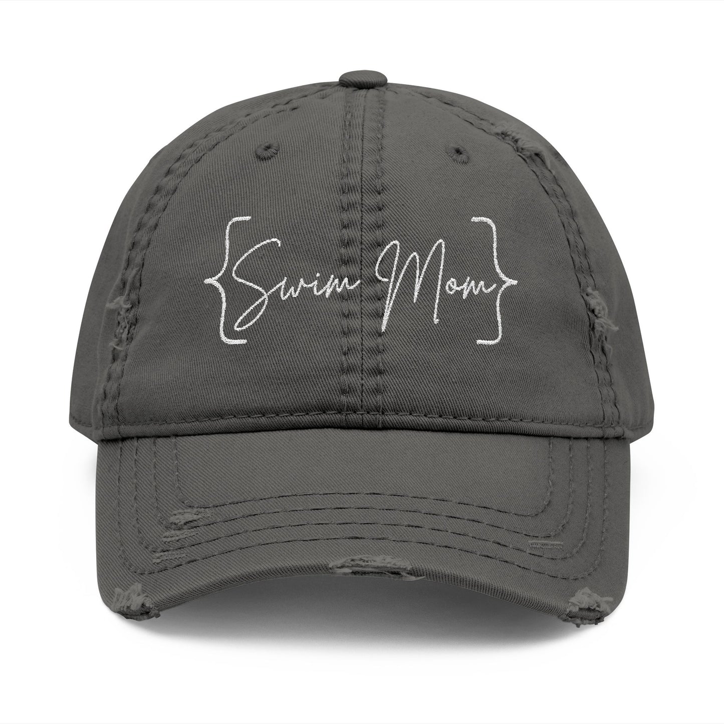 Embroidered Swim Mom Distressed Hat