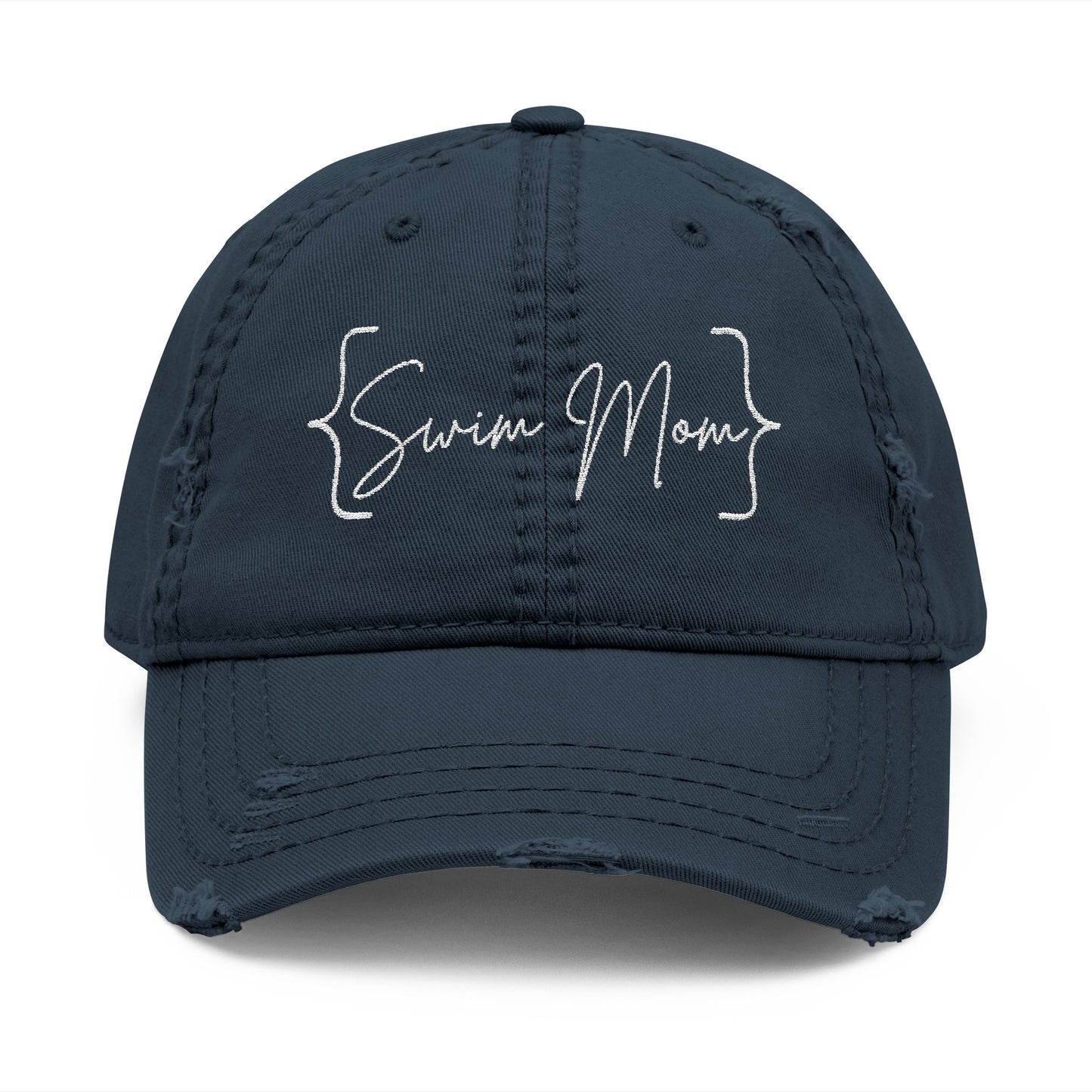 Embroidered Swim Mom Distressed Hat