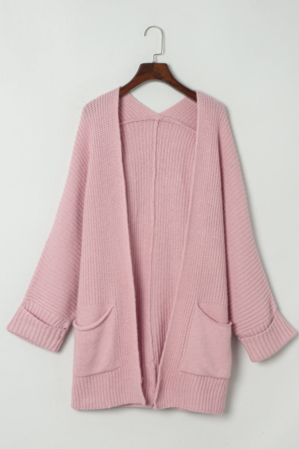 Oversized Fold Over Sleeve Open Front Cardigan