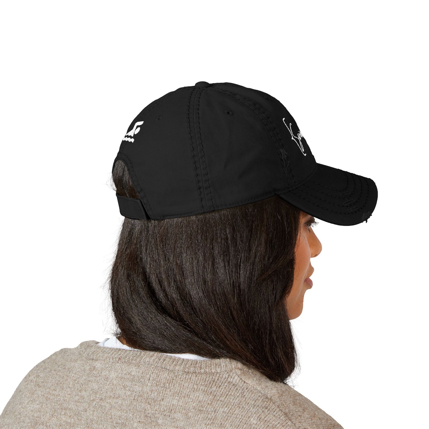 Embroidered Swim Mom Distressed Hat