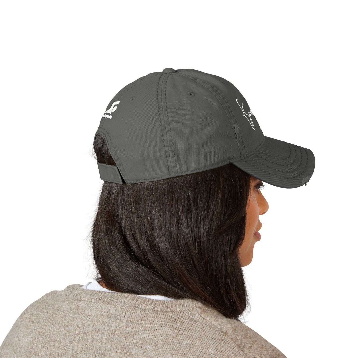 Embroidered Swim Mom Distressed Hat