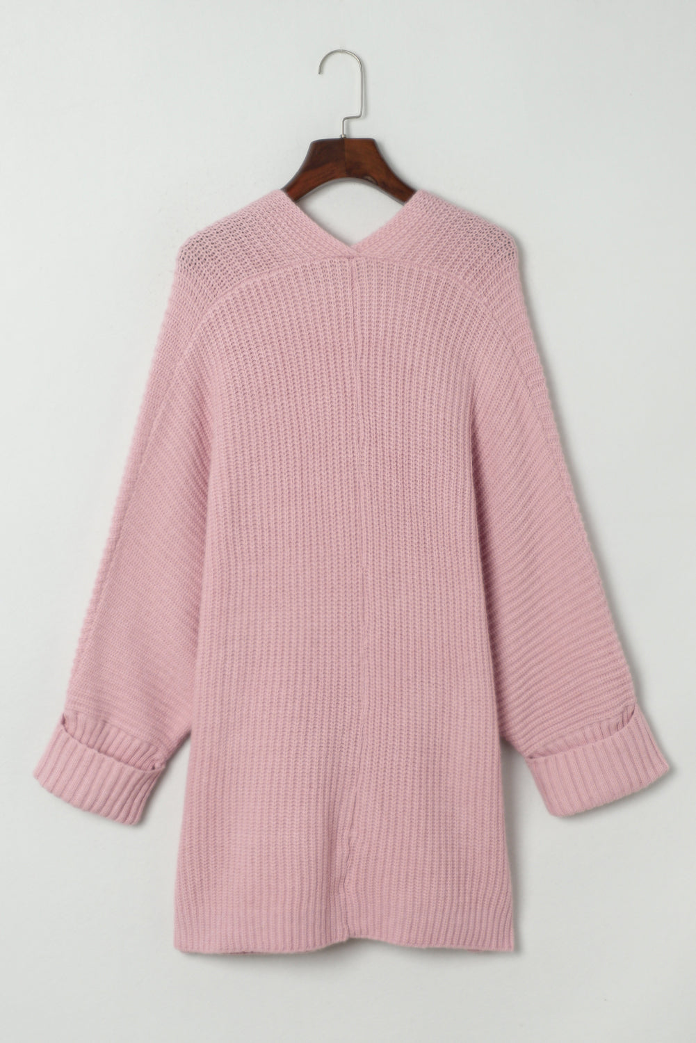 Oversized Fold Over Sleeve Open Front Cardigan