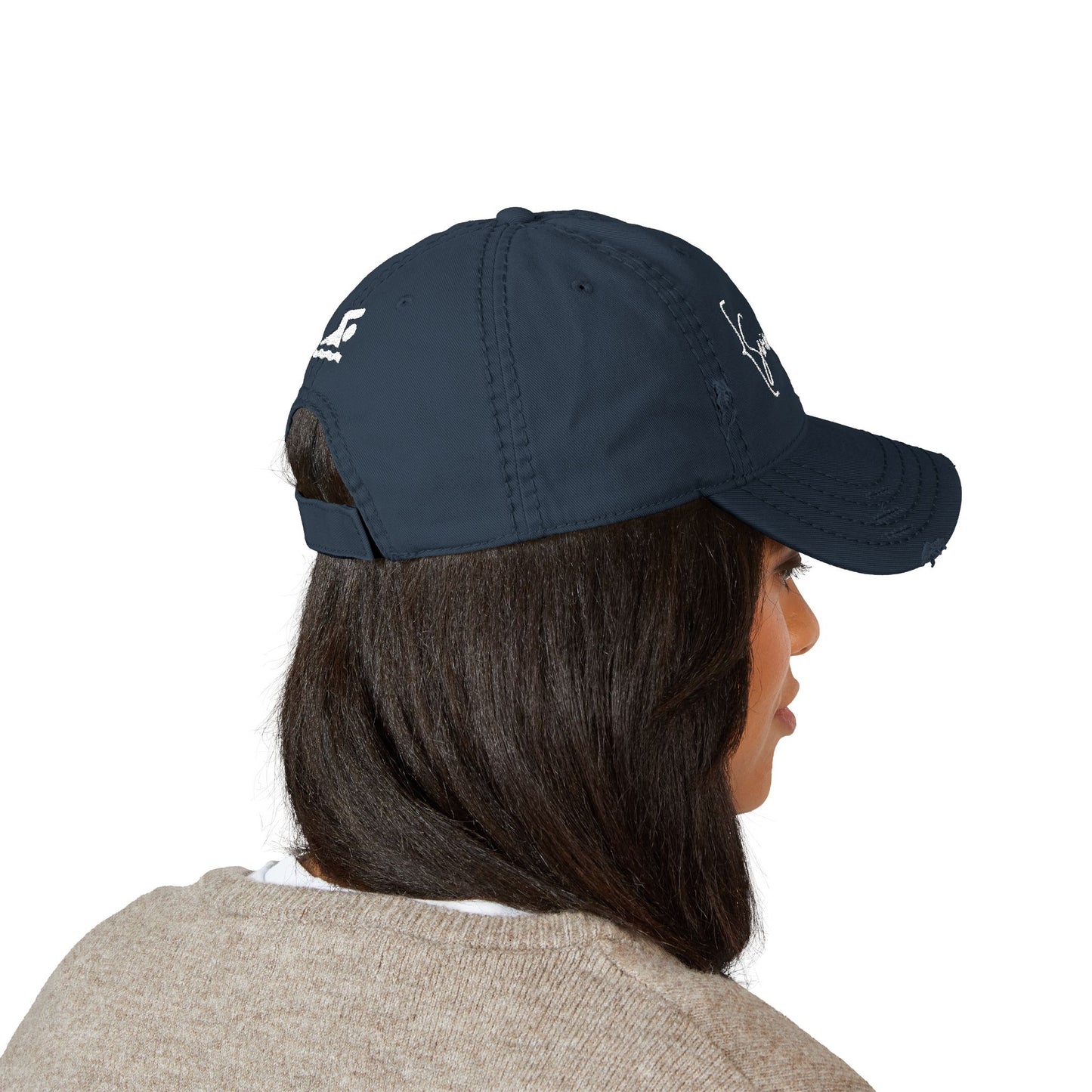 Embroidered Swim Mom Distressed Hat