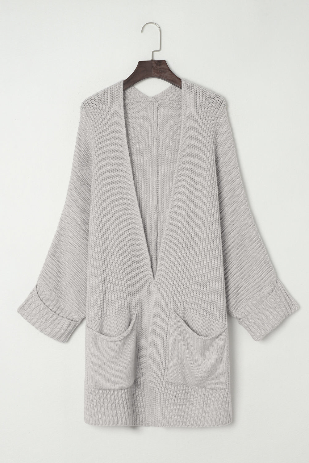 Oversized Fold Over Sleeve Open Front Cardigan
