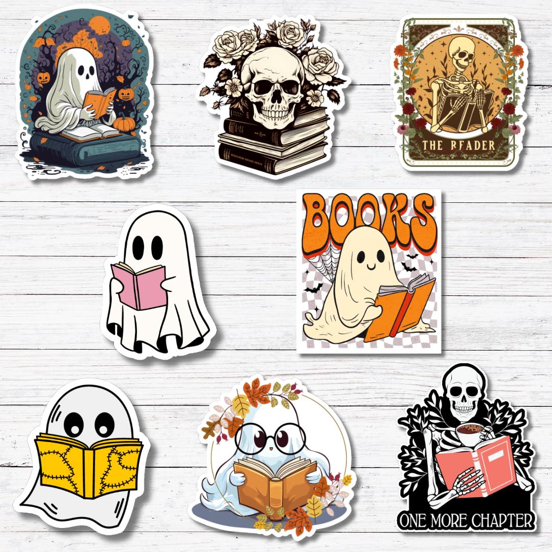 Reading by Moon Light- Creepy Reader Stickers/Magnet