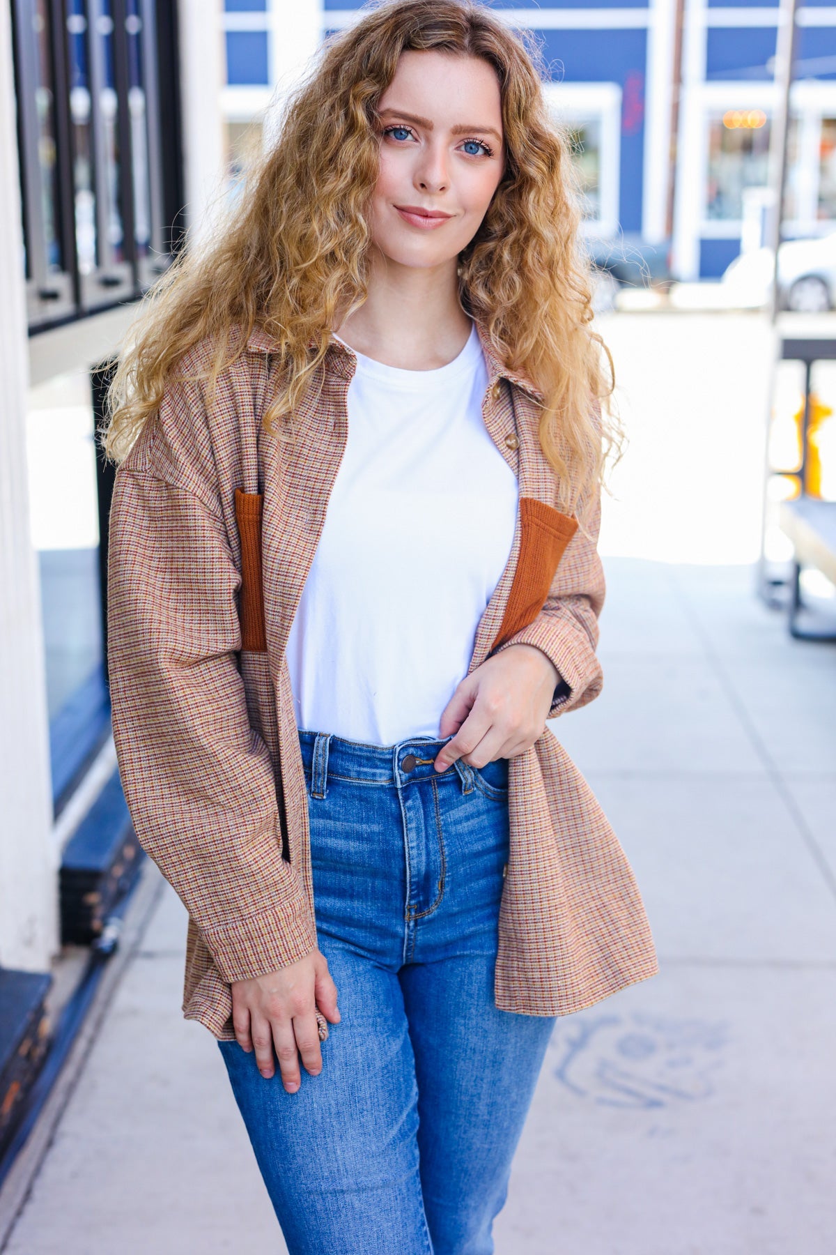 Rust Flannel Plaid Oversized Shacket