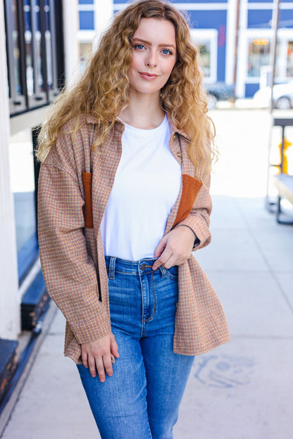 Rust Flannel Plaid Oversized Shacket