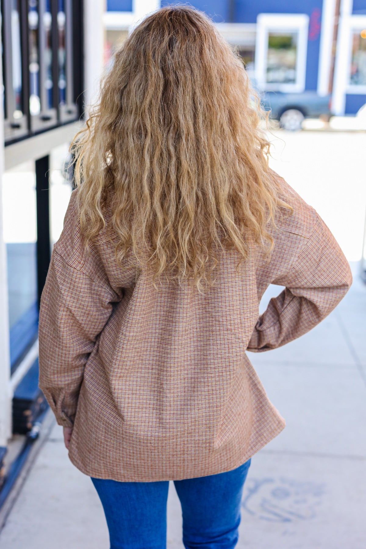 Rust Flannel Plaid Oversized Shacket
