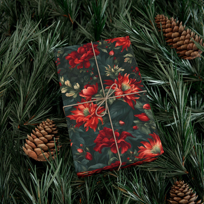 Pop Of Red Floral Gift Wrapping Paper