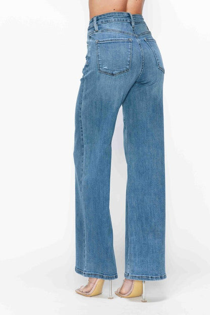 High Rise Wide Leg Jeans with Pockets