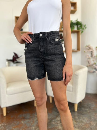 Judy Blue Black High Waist Rigid Magic Denim Shorts