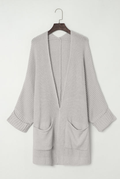 Oversized Fold Over Sleeve Open Front Cardigan