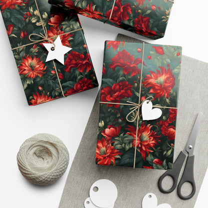 Pop Of Red Floral Gift Wrapping Paper