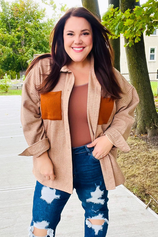 Rust Flannel Plaid Oversized Shacket