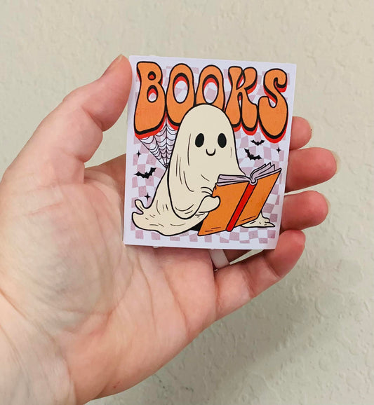 Retro Orange Books-Creepy Reader Stickers/Magnet