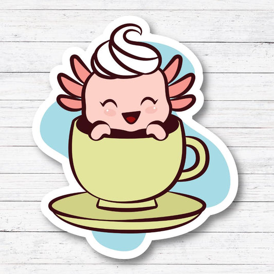 Axolotl Teacup Sticker/Magnet