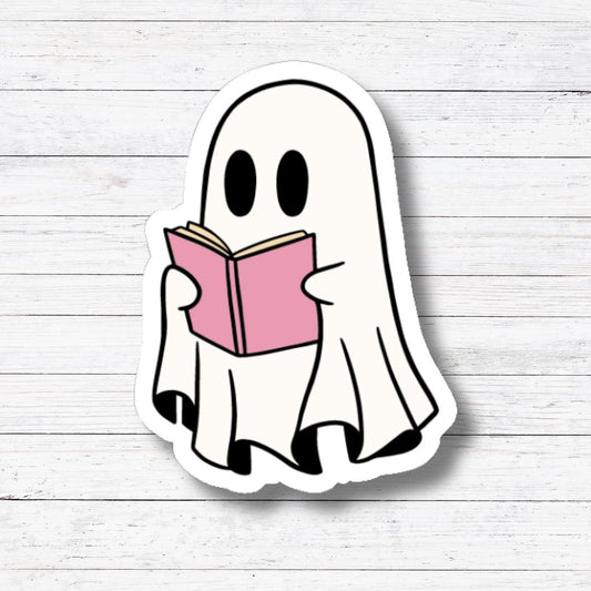 Pink Book Ghost- Creepy Reader Stickers/Magnet