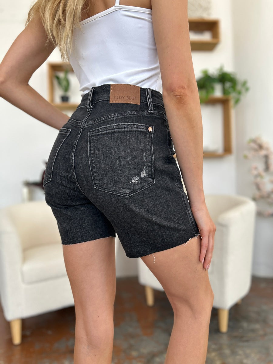 Judy Blue Black High Waist Rigid Magic Denim Shorts