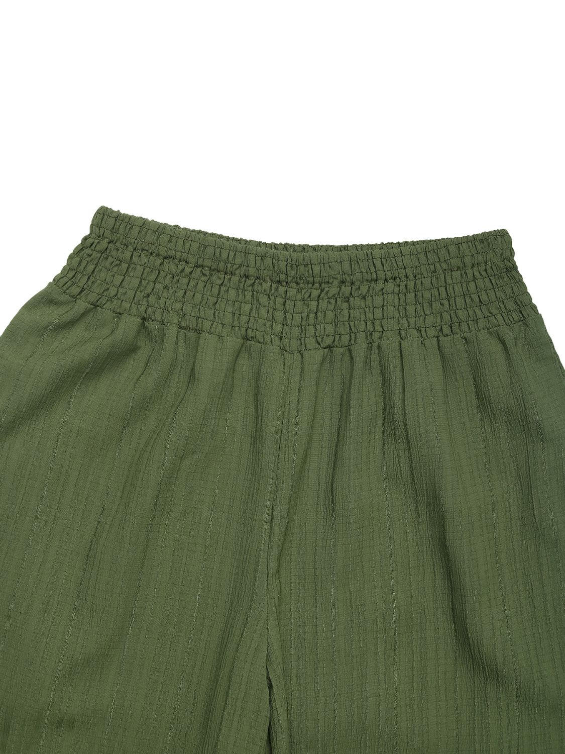 Moss Green Smocked Wide Leg Pants