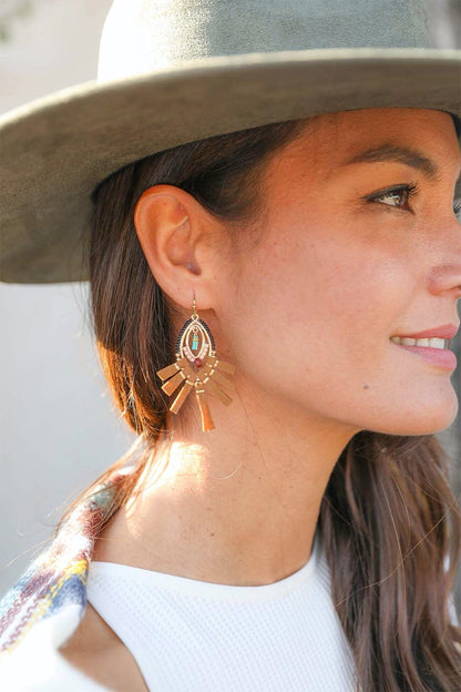 Suede Fringe Leather Beaded Earrings